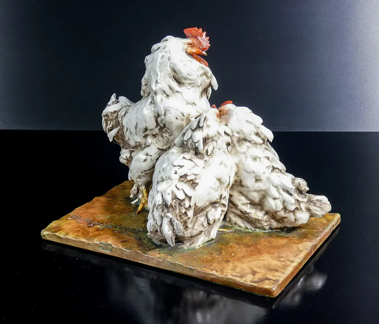Guido Cacciapuoti, 2 Galli in ceramica dipinta e smaltata, anni '30 6