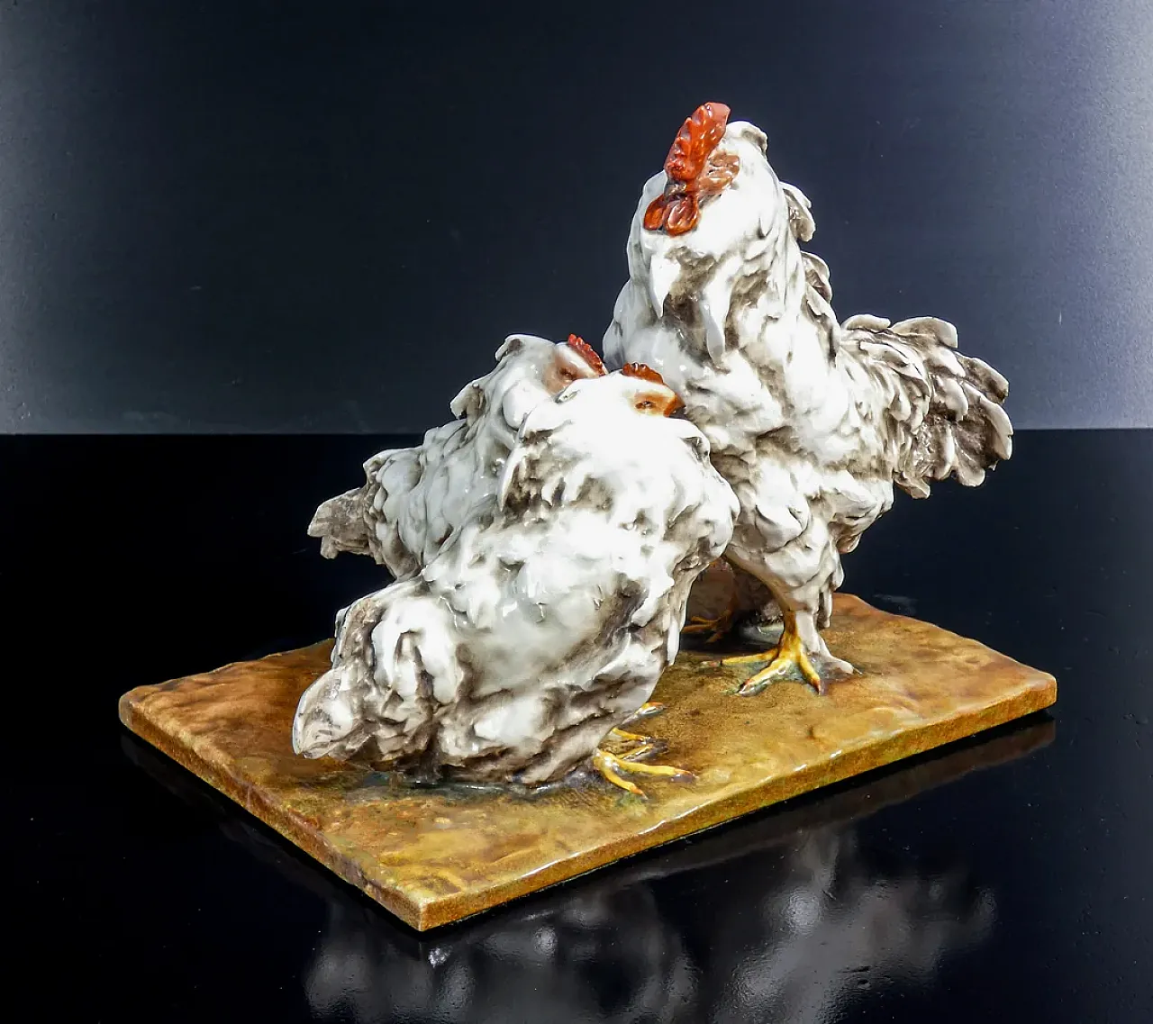 Guido Cacciapuoti, 2 Galli in ceramica dipinta e smaltata, anni '30 10
