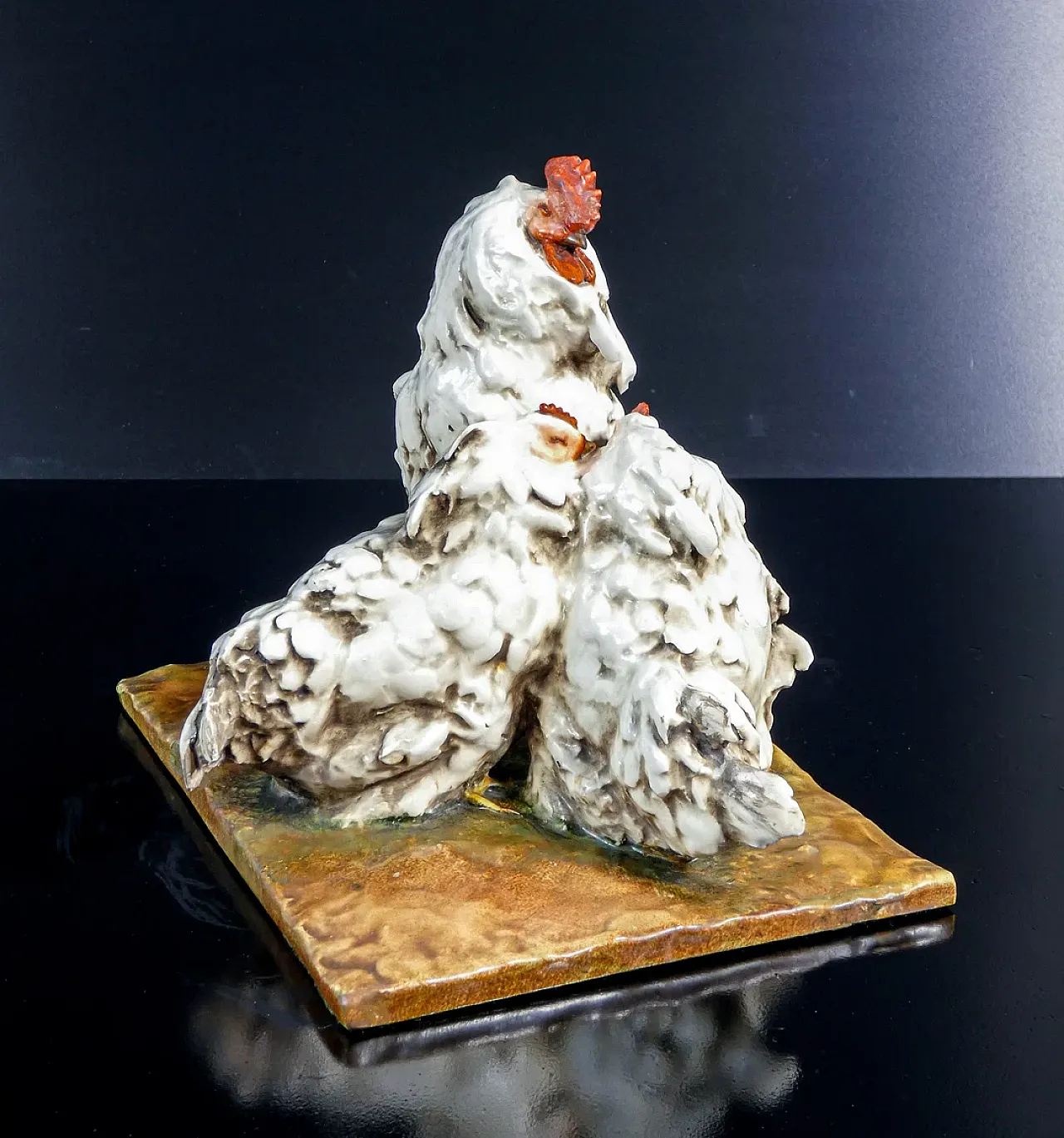 Guido Cacciapuoti, 2 Galli in ceramica dipinta e smaltata, anni '30 11