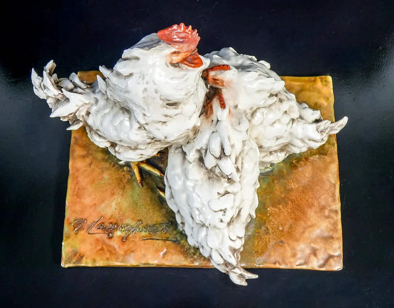 Guido Cacciapuoti, 2 Galli in ceramica dipinta e smaltata, anni '30 14