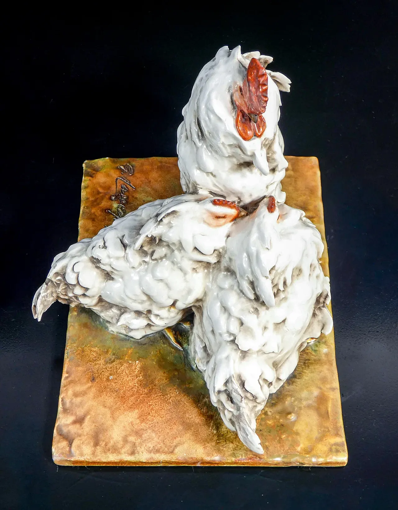Guido Cacciapuoti, 2 Galli in ceramica dipinta e smaltata, anni '30 16