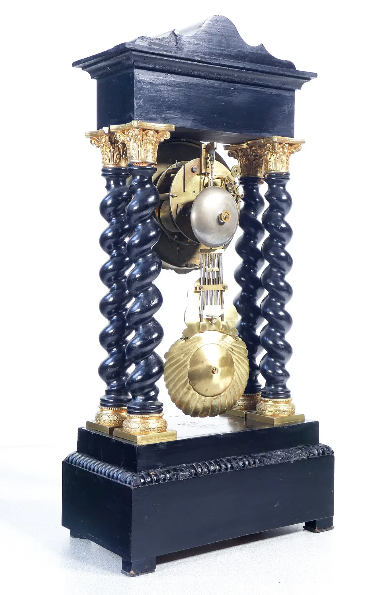 Ebonized and inlaid wooden pendulum clock, late 19th century 11