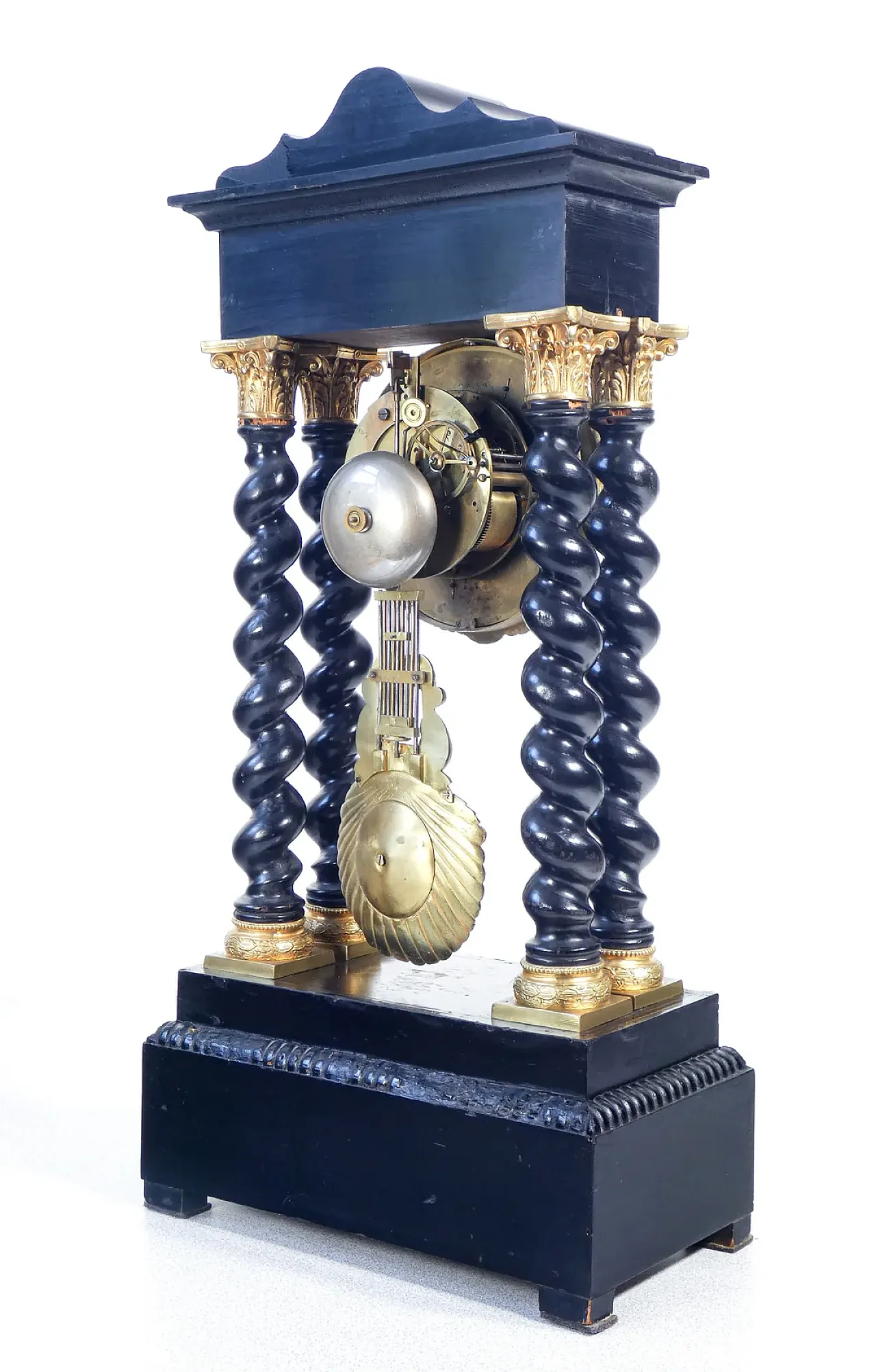 Ebonized and inlaid wooden pendulum clock, late 19th century 12