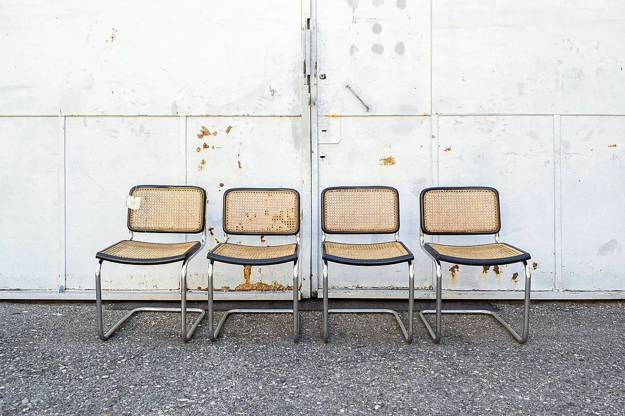 4 Hand-woven Cesca chairs, 1920s 1