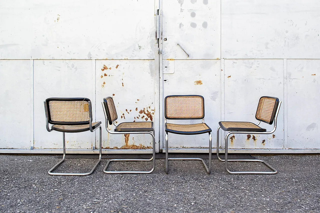 4 Hand-woven Cesca chairs, 1920s 6