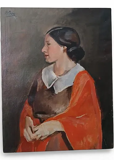 Portrait of a Woman by Ennio Pozzi, oil on canvas, 1920s