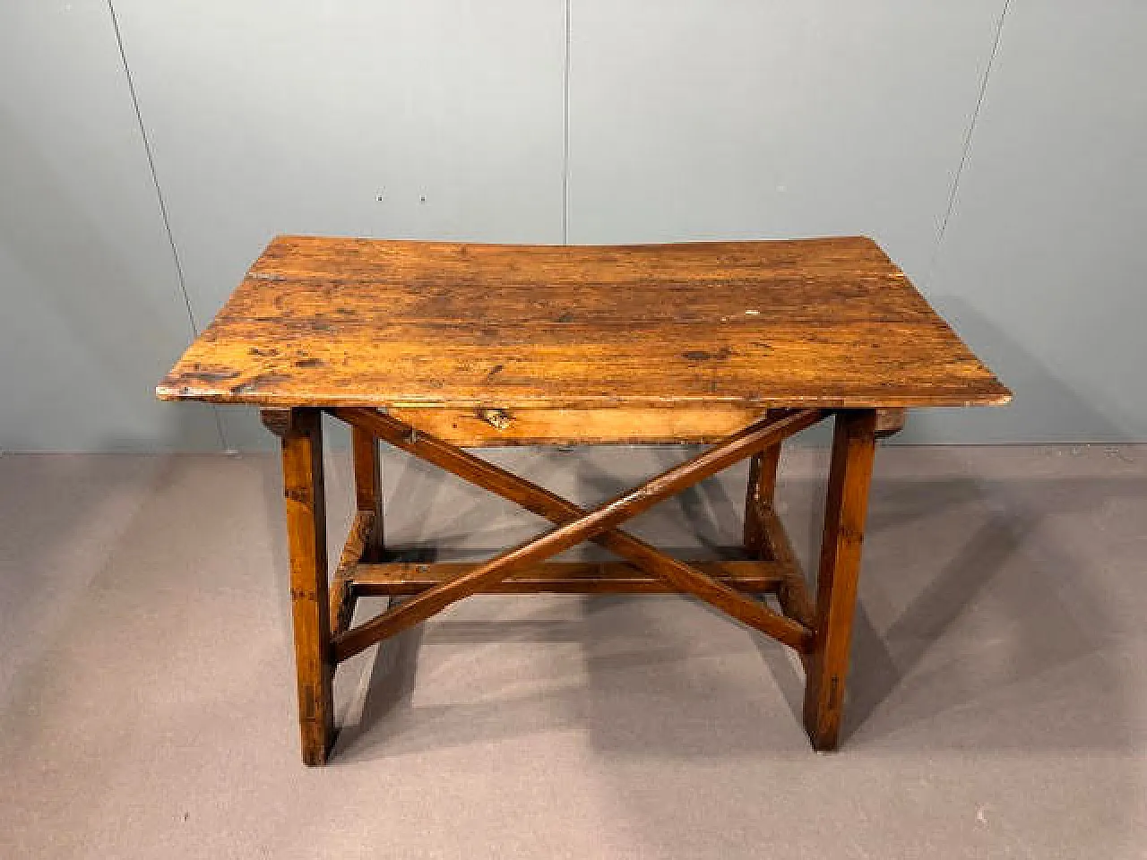 Tavolo a cavalletto in legno di larice, '700 5
