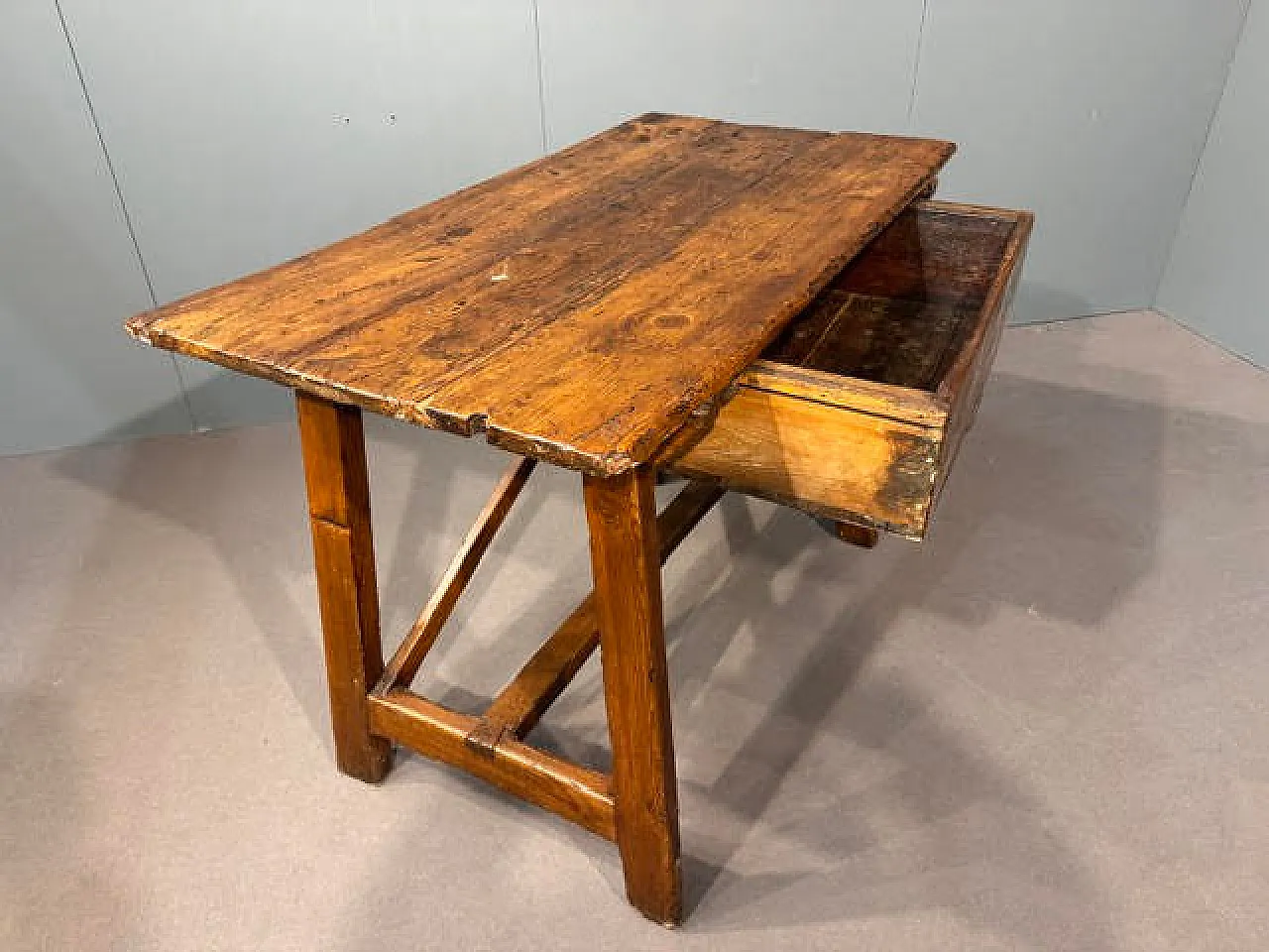 Tavolo a cavalletto in legno di larice, '700 10