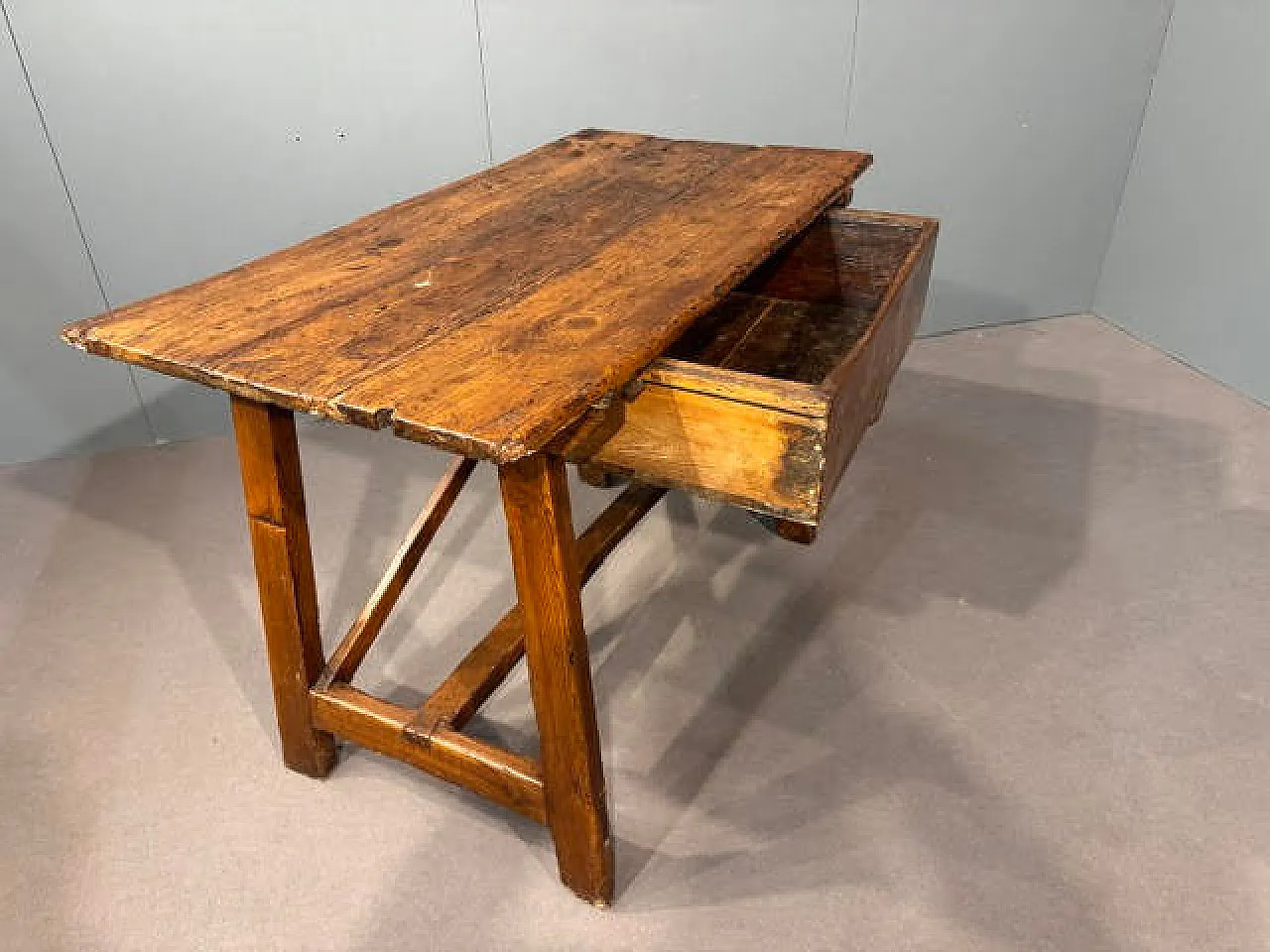 Tavolo a cavalletto in legno di larice, '700 11