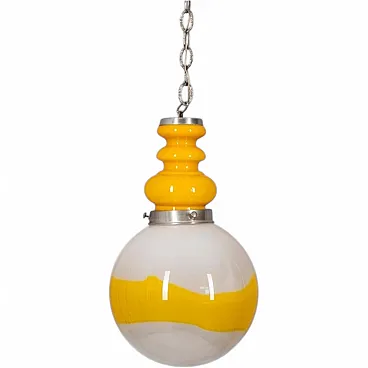 Space Age yellow glass chandelier, 1970s