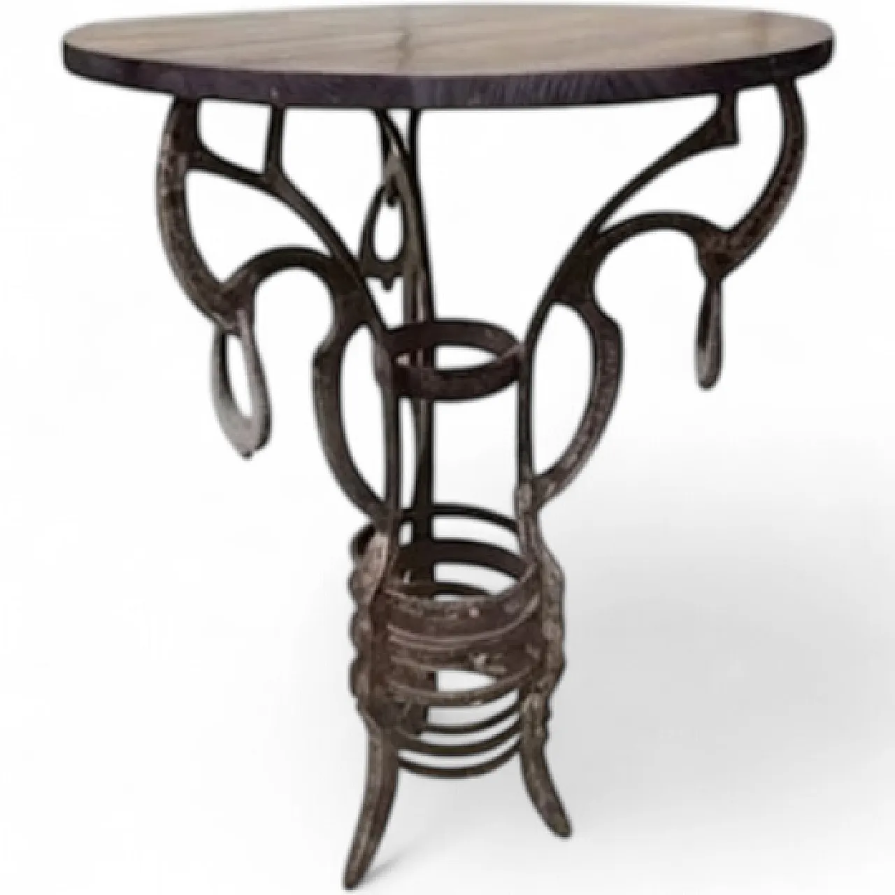 Handmade side table with wrought iron base, 1980s 10