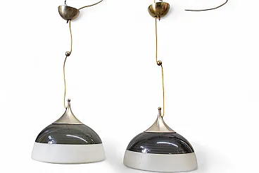 Model 1238 pendant lamp in aluminum and glass by Stilnovo, 1960s