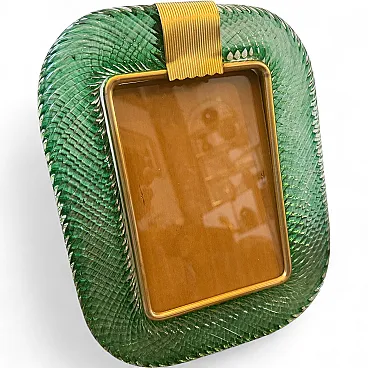 Barovier style Murano glass and brass picture frame, 20th century