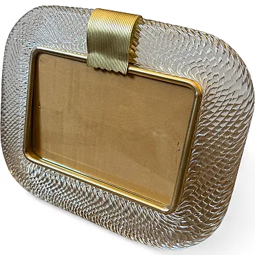 Murano glass and brass horizontal picture frame, 1990s