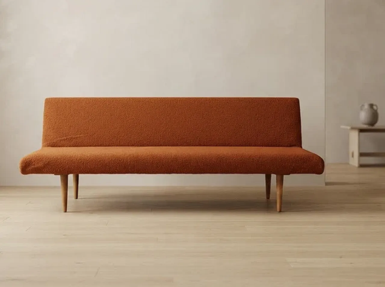 Sofa by Miroslav Navrátil in orange upholstery, 1960s 1