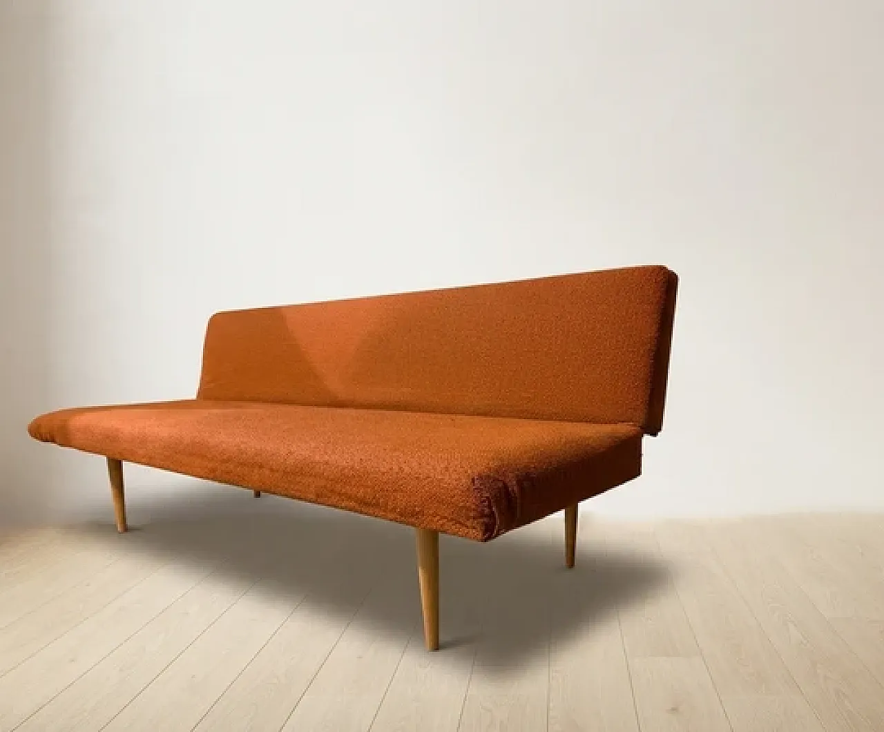 Sofa by Miroslav Navrátil in orange upholstery, 1960s 4