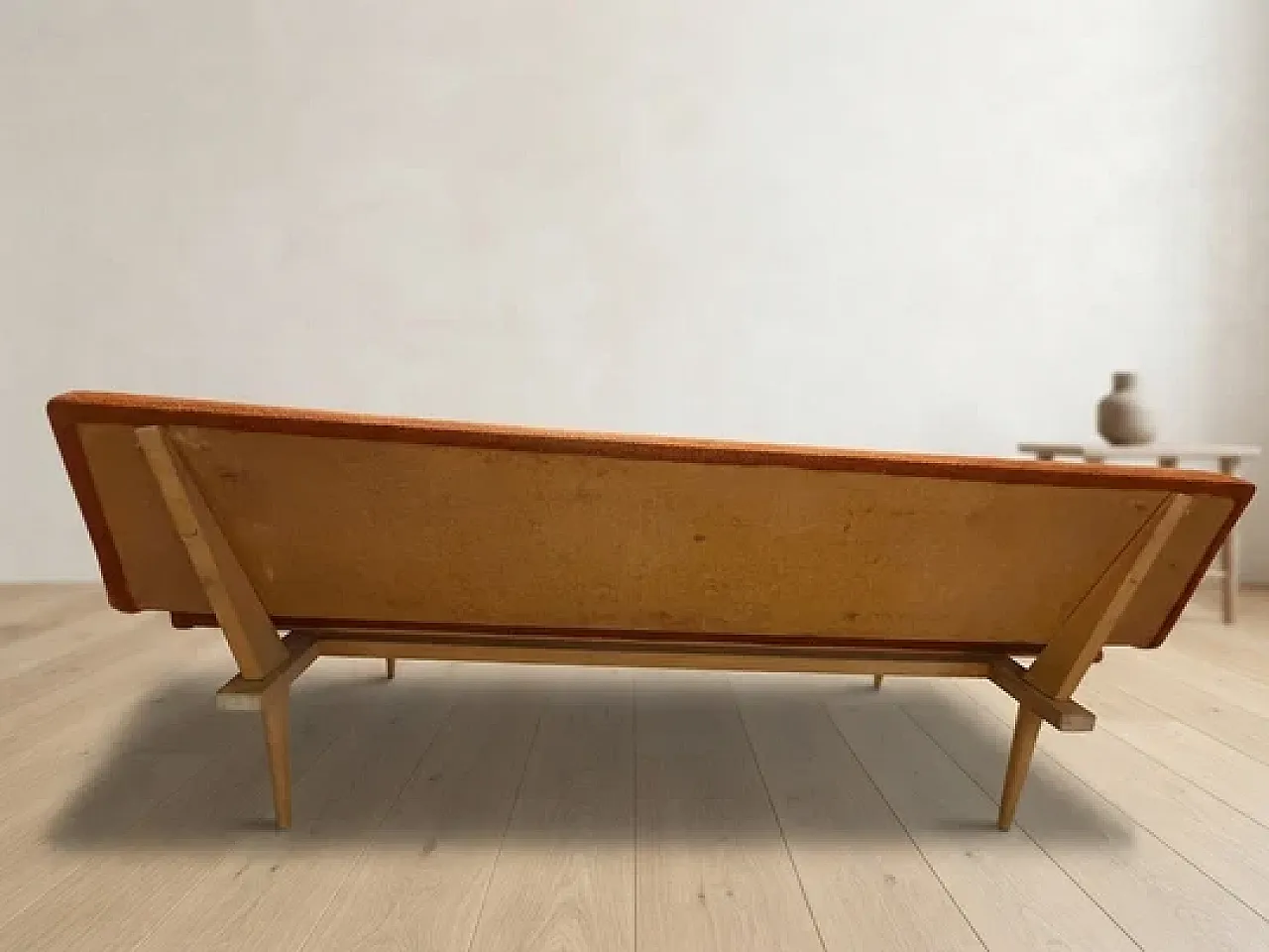 Sofa by Miroslav Navrátil in orange upholstery, 1960s 6