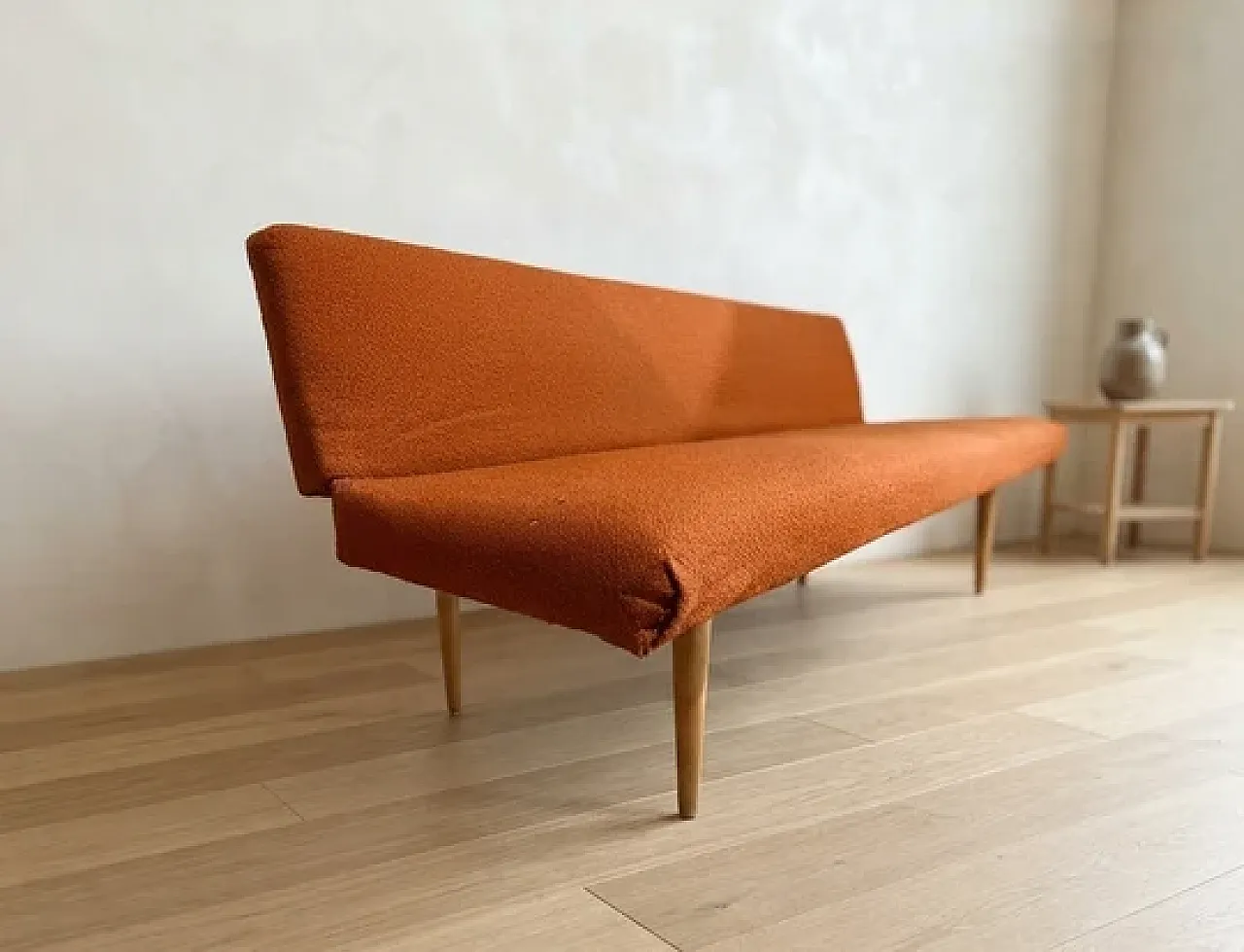 Sofa by Miroslav Navrátil in orange upholstery, 1960s 7