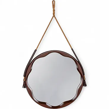 Wall mirror made of molded wood, 1970s