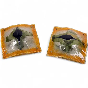 Pair of Murano glass wall lamps by Toni Zuccheri for Mazzega, 1960s