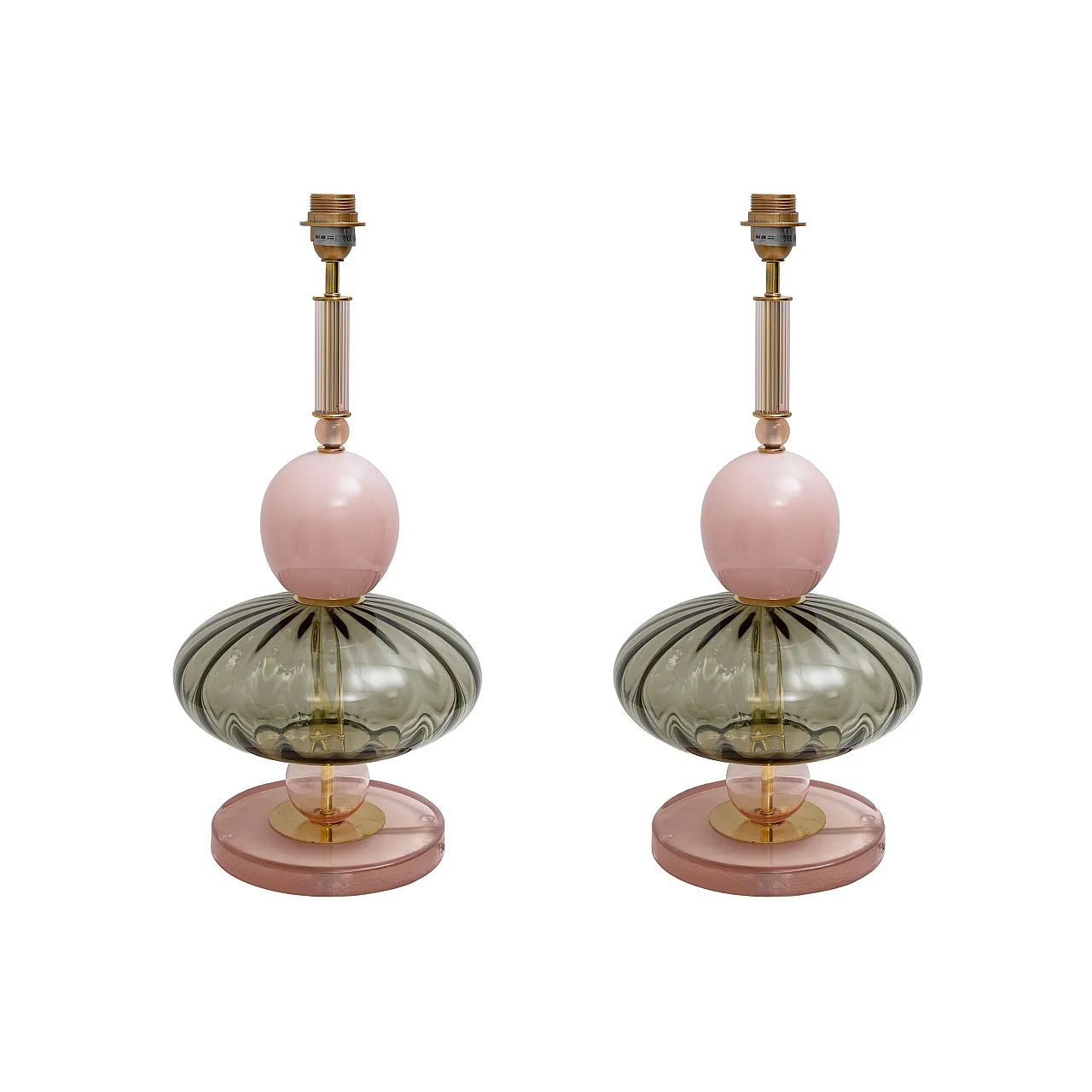 Pair of geometric table lamps in Murano glass, 2000s 1