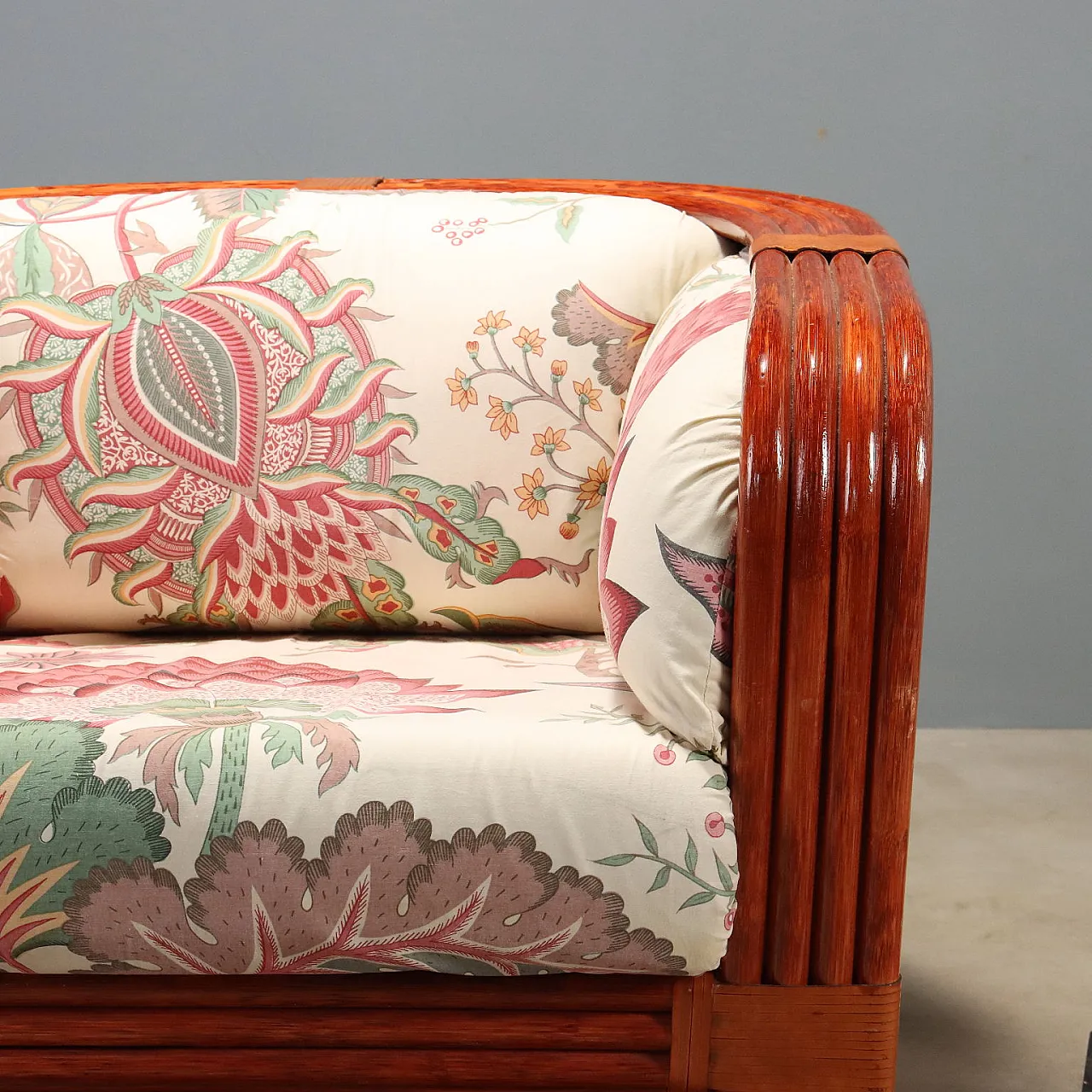 Armchair in rattan and red bamboo, 1980s 5