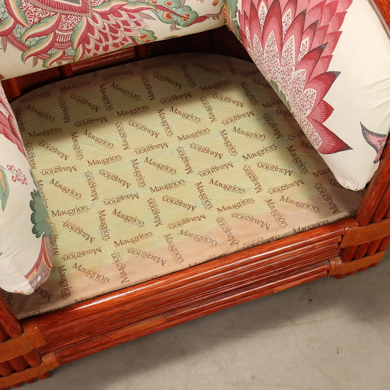 Armchair in rattan and red bamboo, 1980s 8