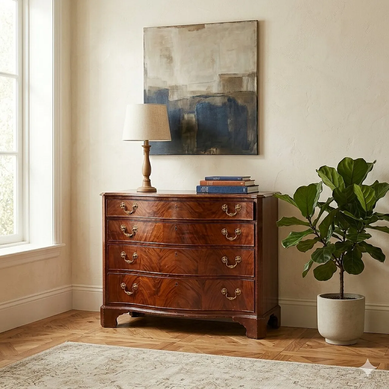 Chest of drawers in mahogany and mahogany feather, 19th century 2