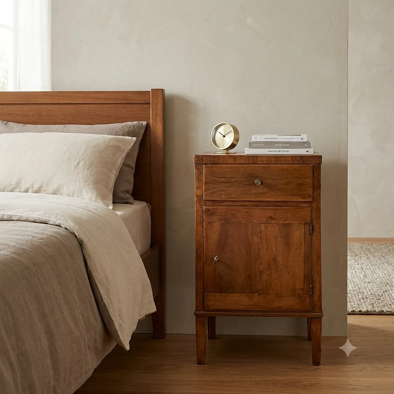 Direttorio bedside table in walnut, 19th century 2