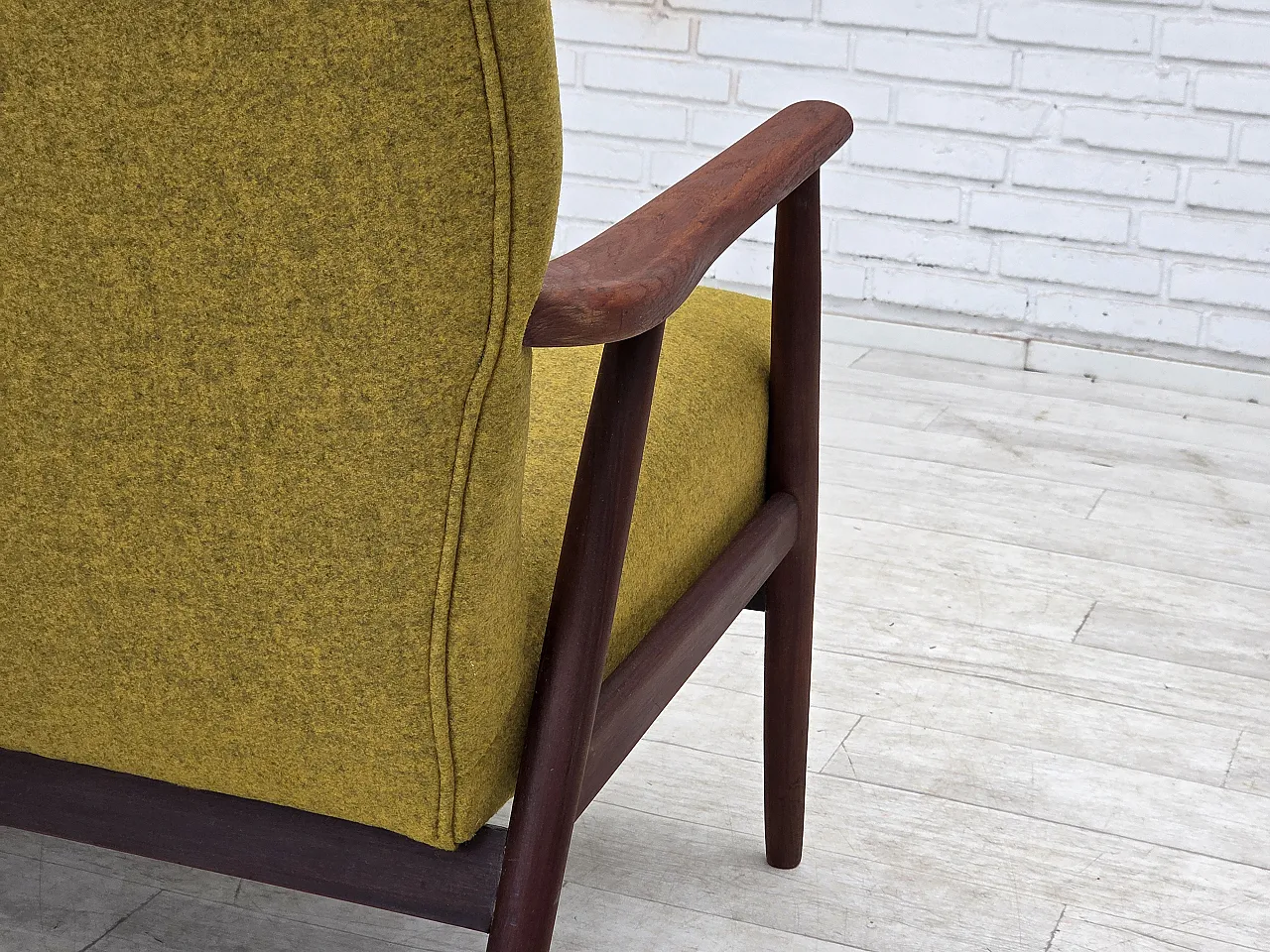 1960s, Danish 2-seater sofa, furniture wool, teak wood, reupholstered. 14