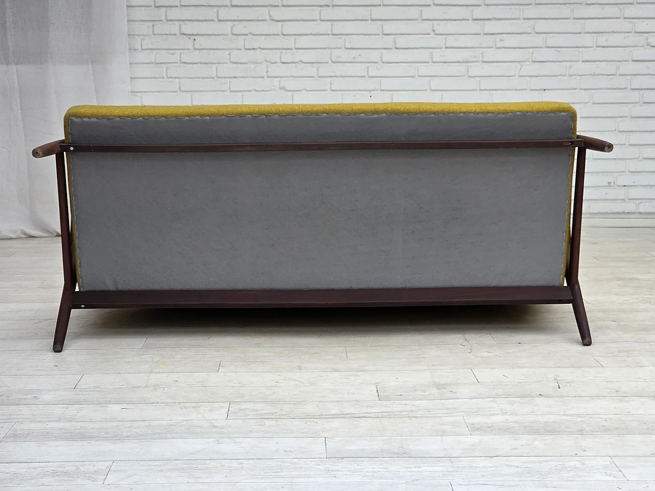 1960s, Danish 2-seater sofa, furniture wool, teak wood, reupholstered. 19