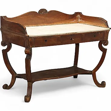 Scrittoio Impero in noce con piano in marmo, primo '800