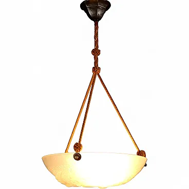 Lampadario in vetro Artistar France con volatili, '900