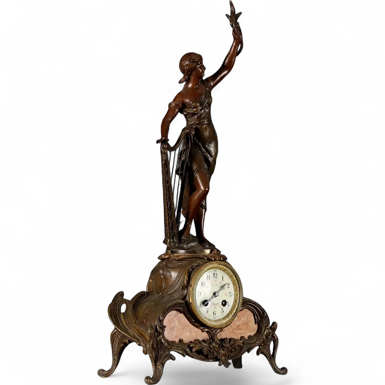 Free standing clock in antimony and marble, 20th century 11