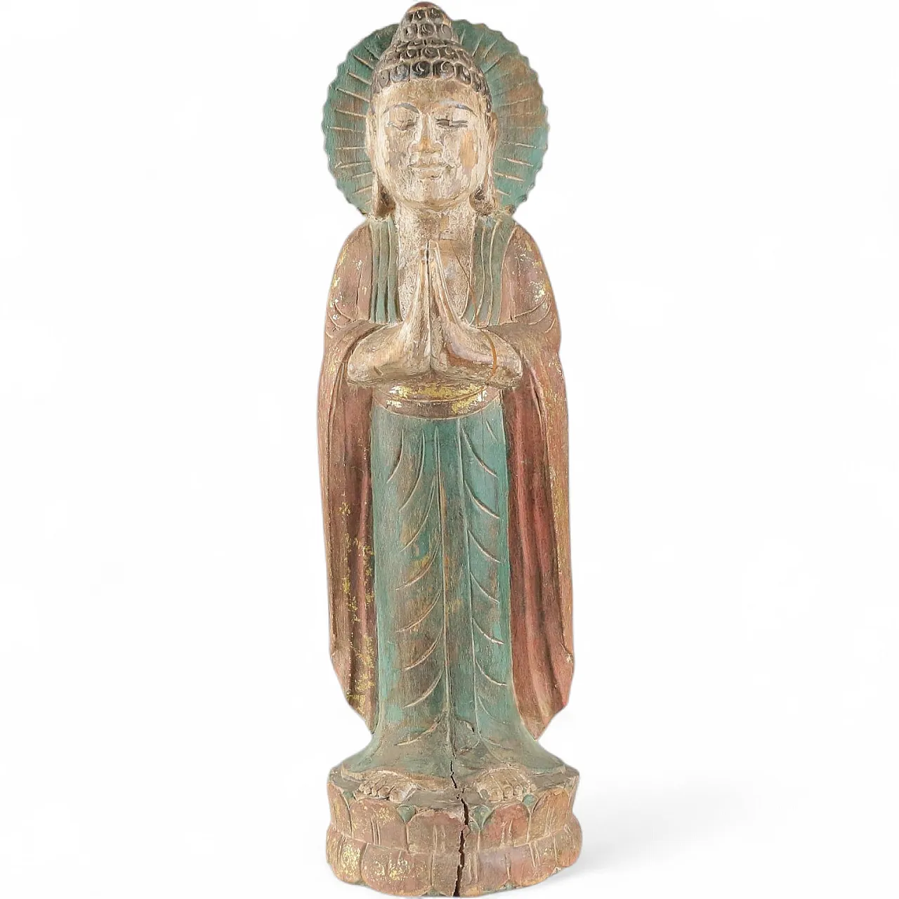 Scultura di Buddha in legno scolpito, '900 10
