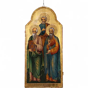 Russian icon with Three Saints, 19th century