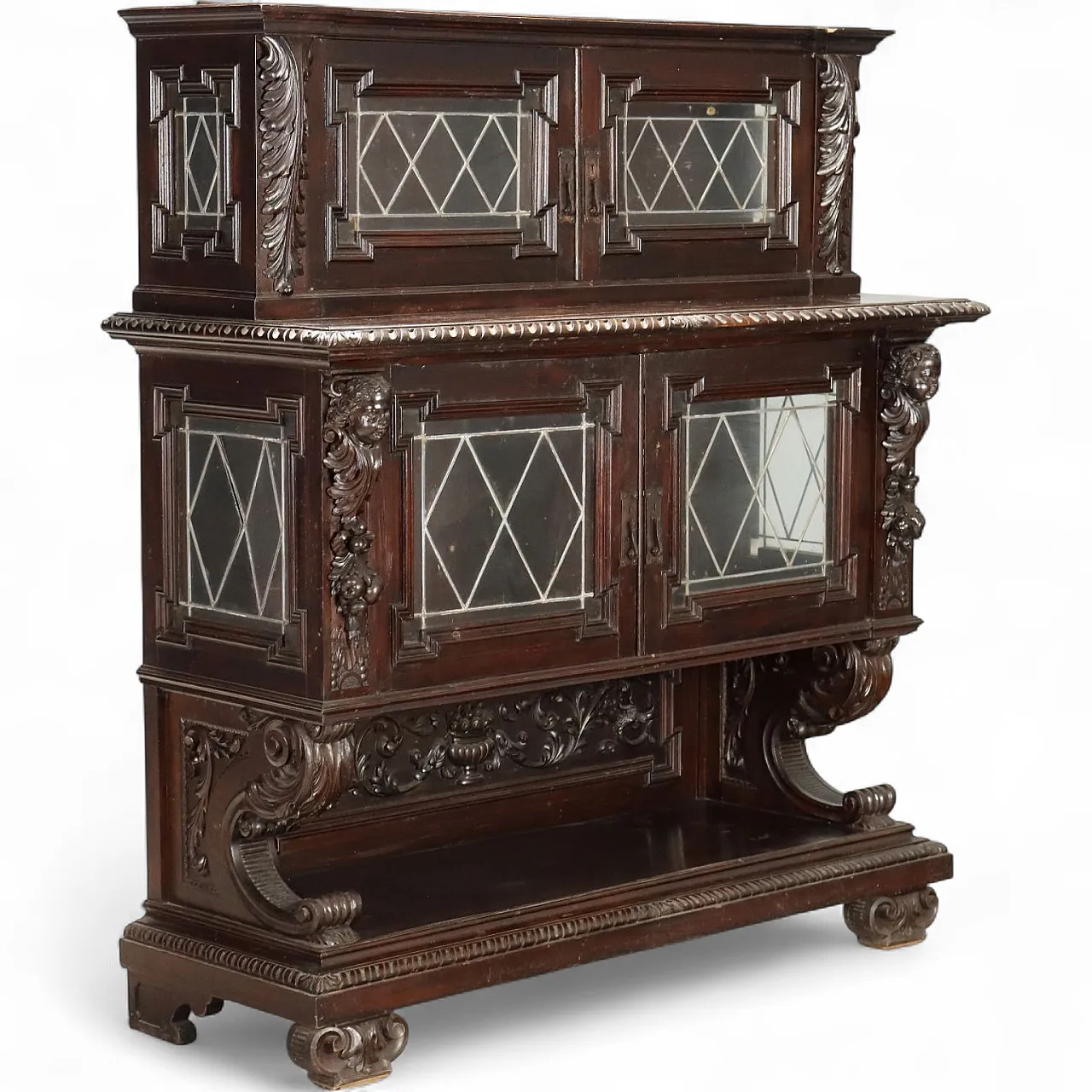 Neo Renaissance style showcase in ebonized walnut, 19th century 11