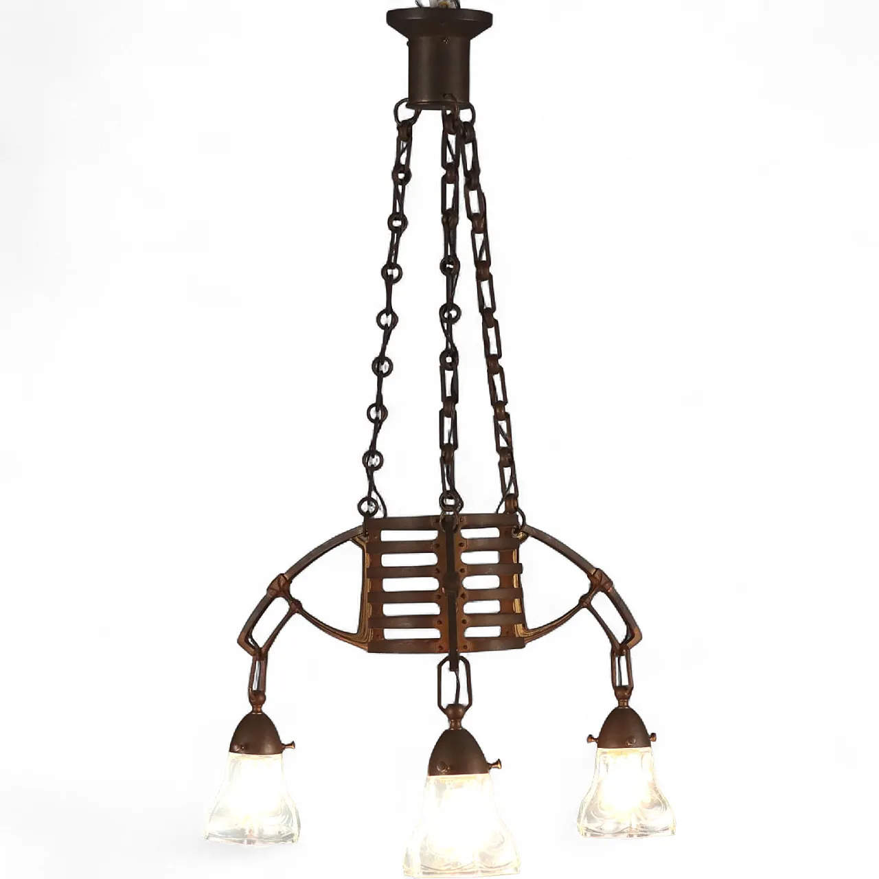 Lampadario Liberty in metallo, '900 11