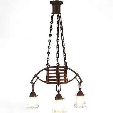 Lampadario Liberty in metallo, '900