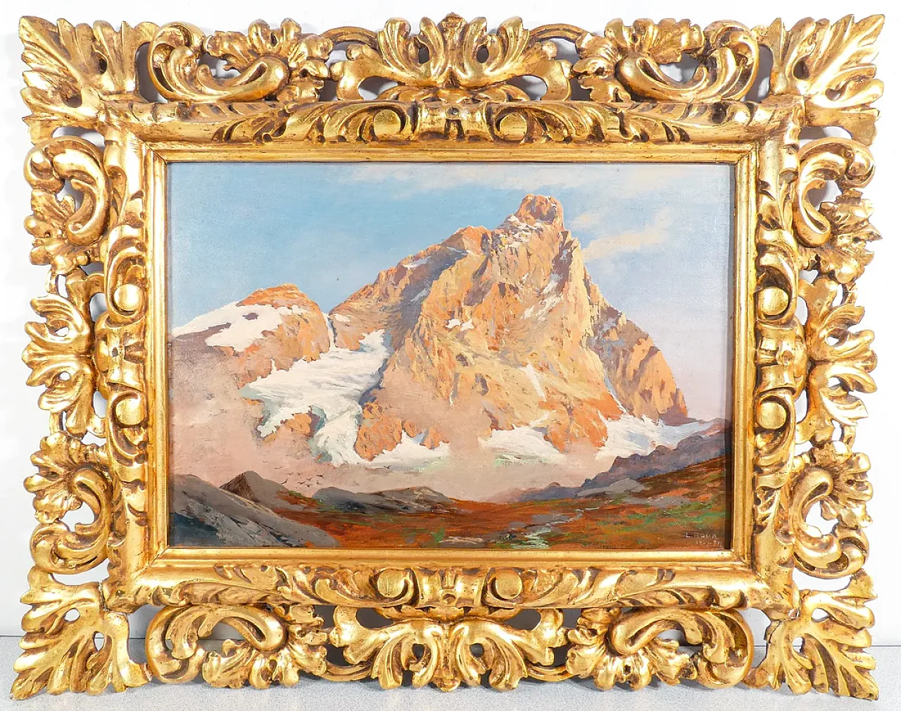 Il Cervino di Leonardo Roda, olio su tavola, primo '900 1