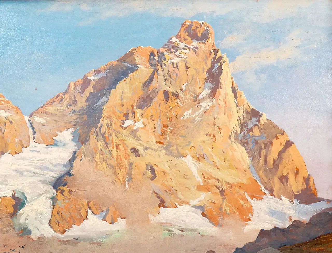 Il Cervino di Leonardo Roda, olio su tavola, primo '900 3