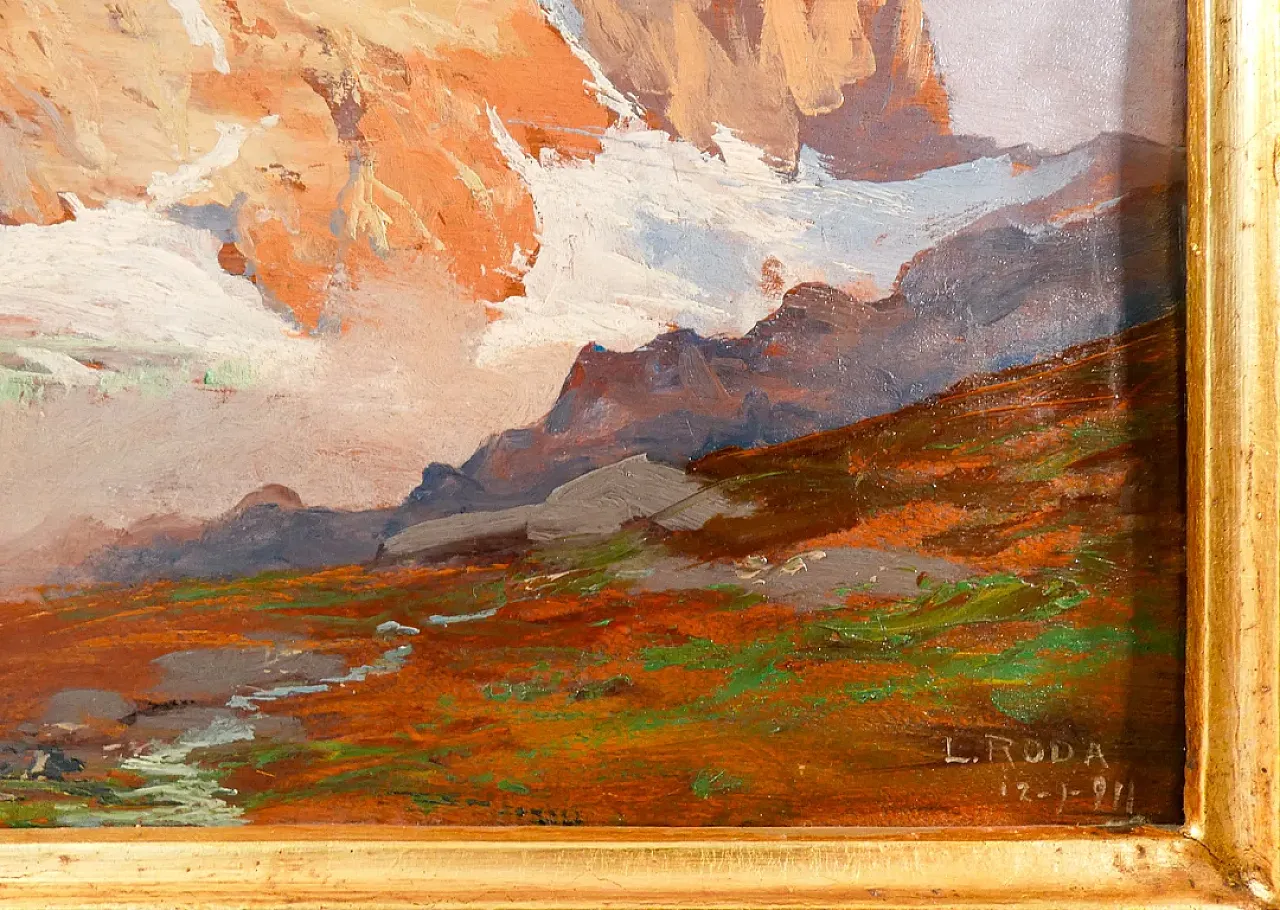 Il Cervino di Leonardo Roda, olio su tavola, primo '900 7