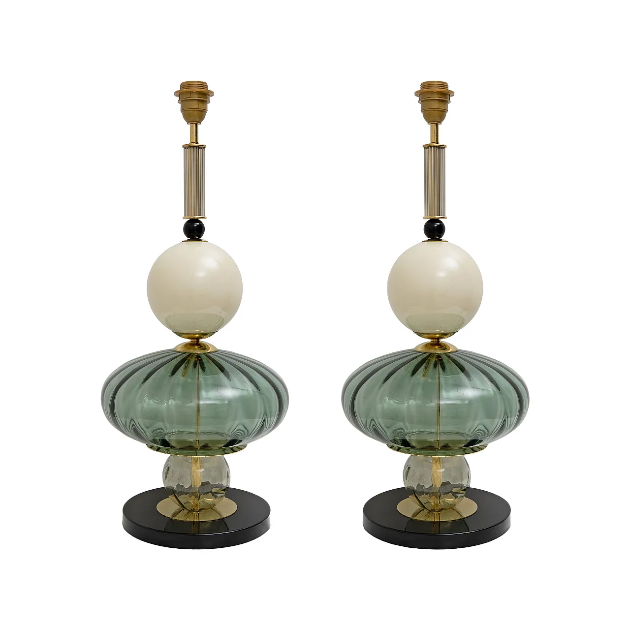 Pair of geometric table lamps in Murano glass, 2000s 1