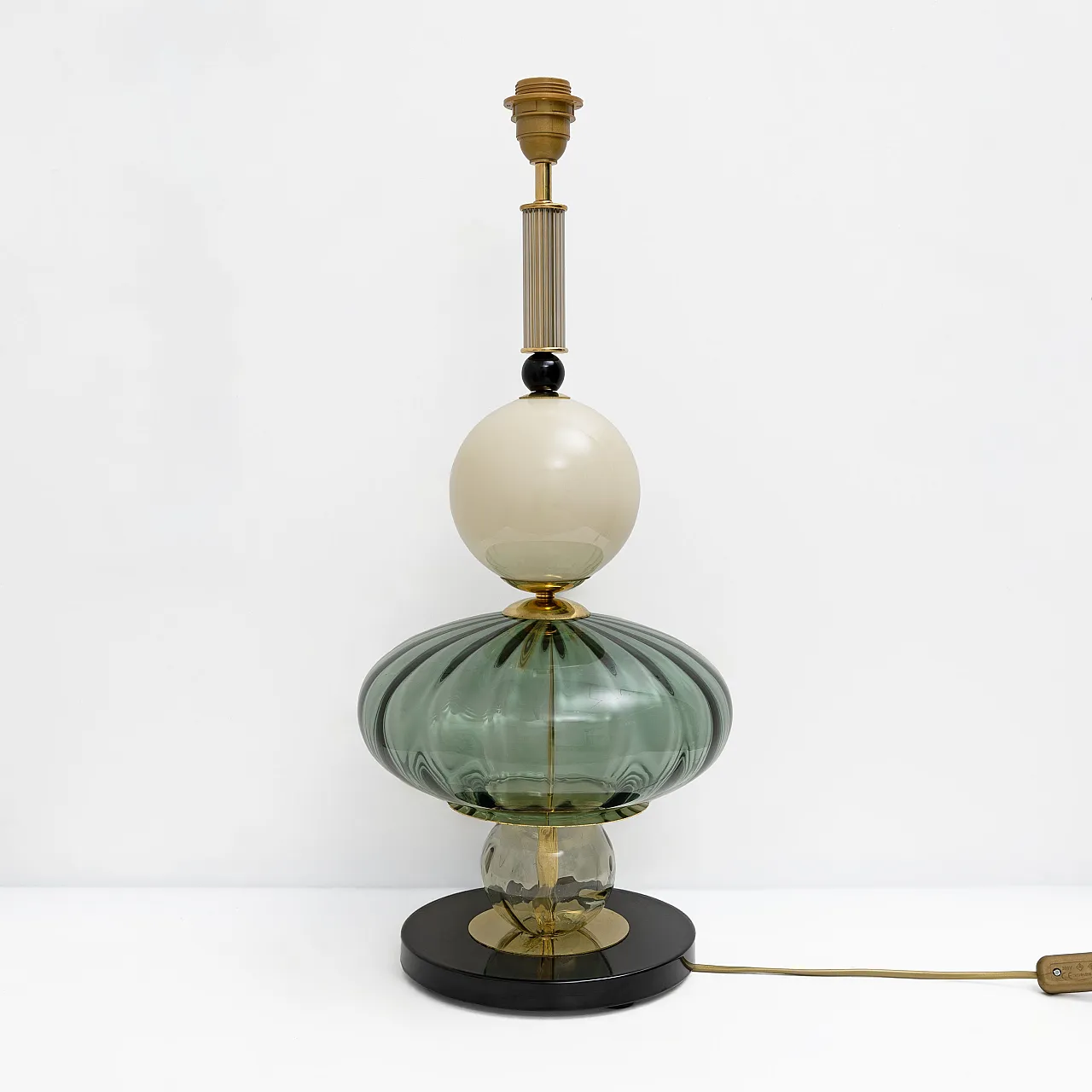 Pair of geometric table lamps in Murano glass, 2000s 2