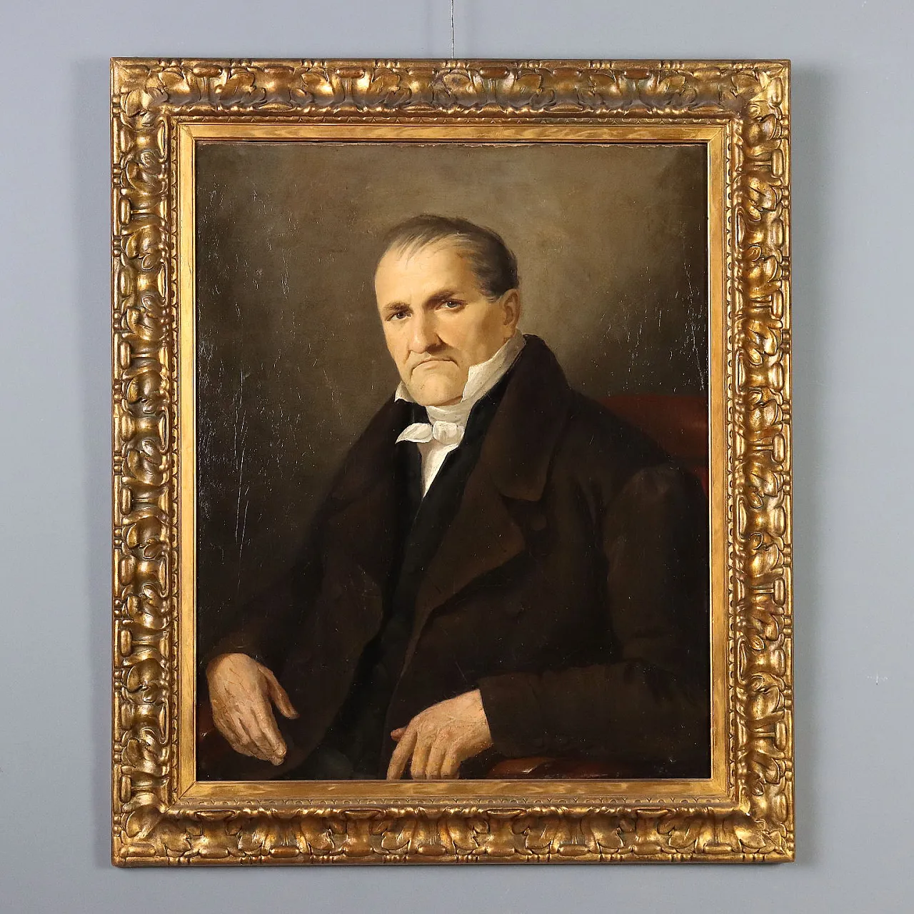 Painting with Male Portrait, oil on canvas, 19th century 1