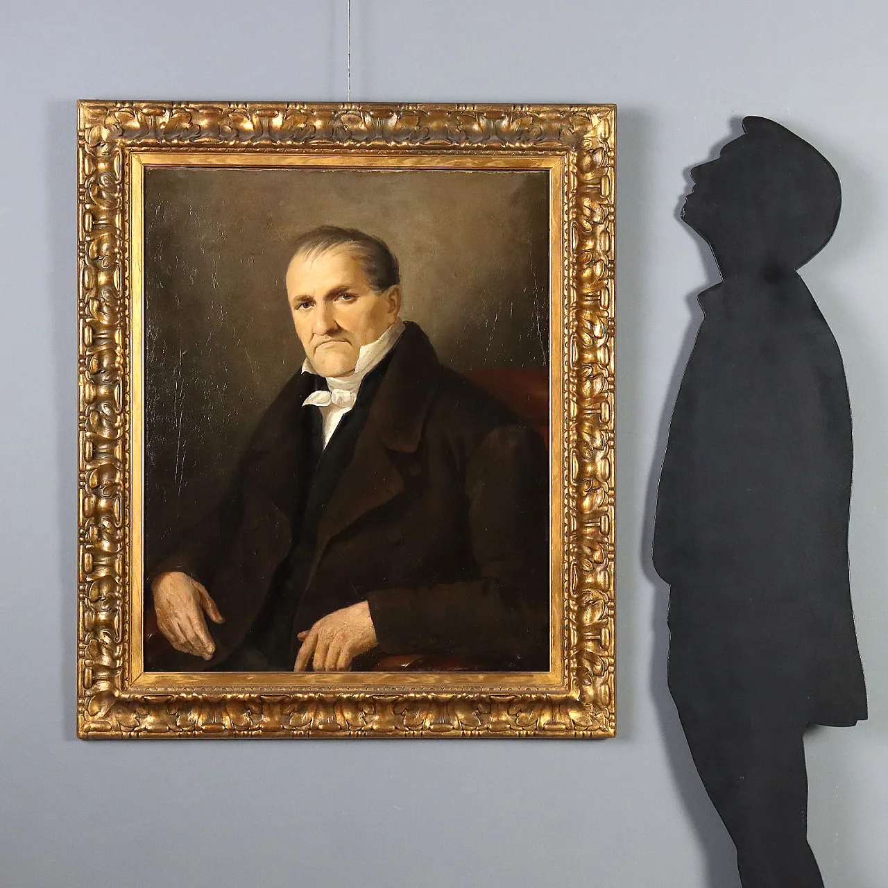 Painting with Male Portrait, oil on canvas, 19th century 2
