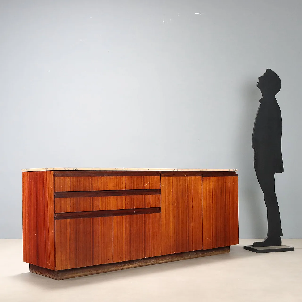 Credenza in legno e marmo, anni '60 2