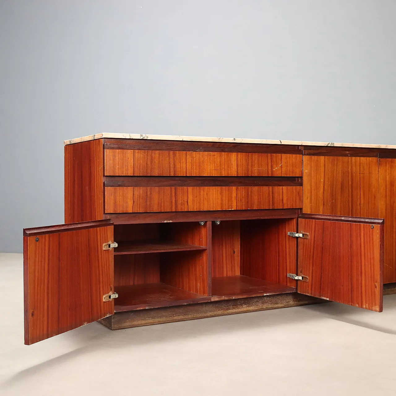 Credenza in legno e marmo, anni '60 3