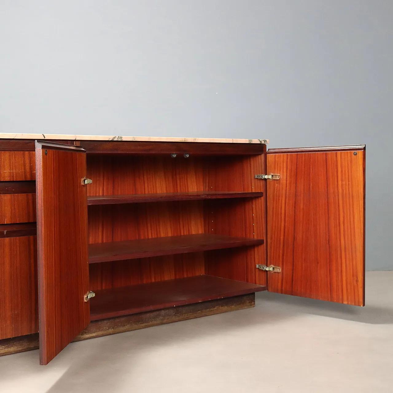 Credenza in legno e marmo, anni '60 4