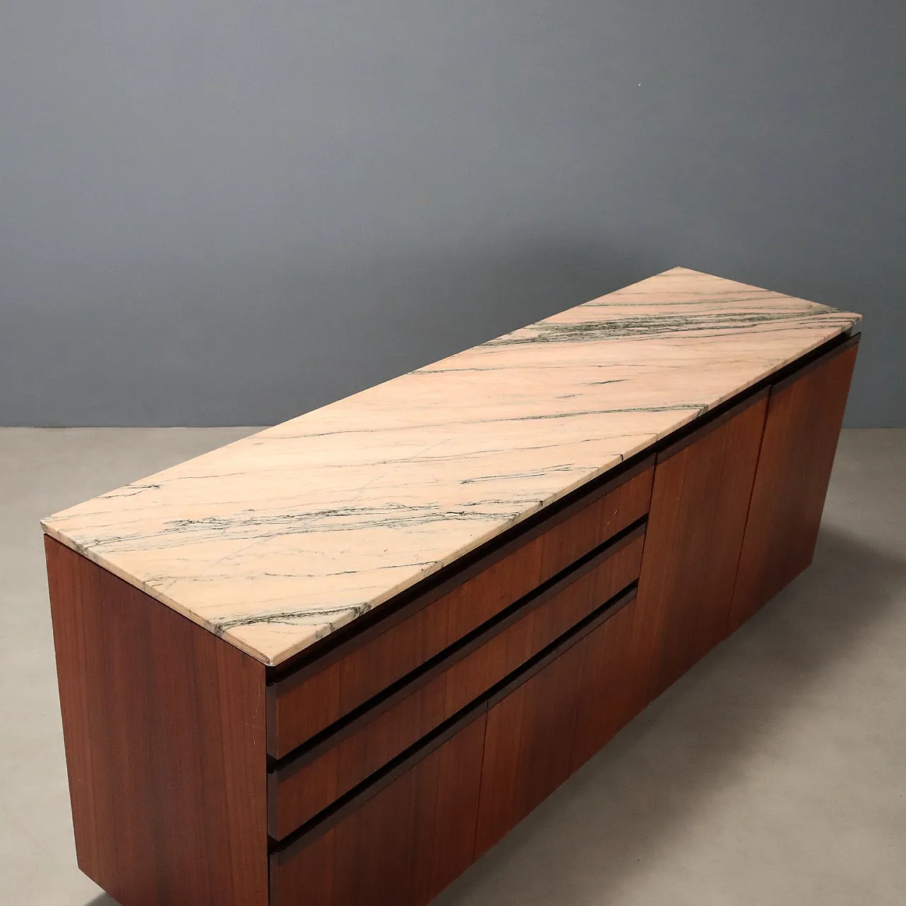 Credenza in legno e marmo, anni '60 10